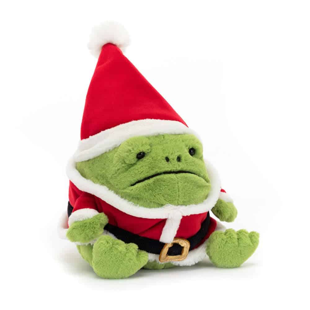Peluche Jellycat Santa Ricky Rain Frog, 6 pulgadas |
