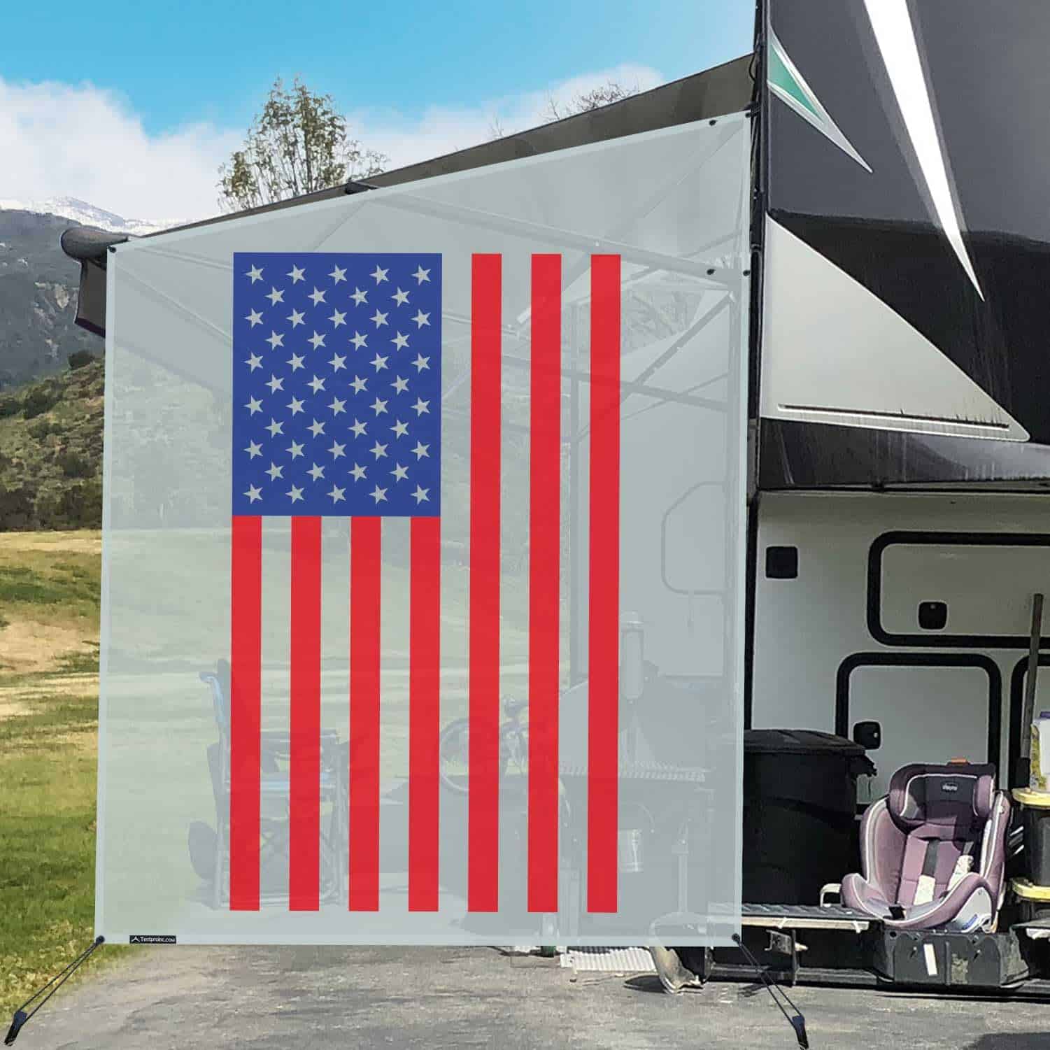 Tentproinc RV Awning Side Shade Screen 9' X 7' - (Bandera