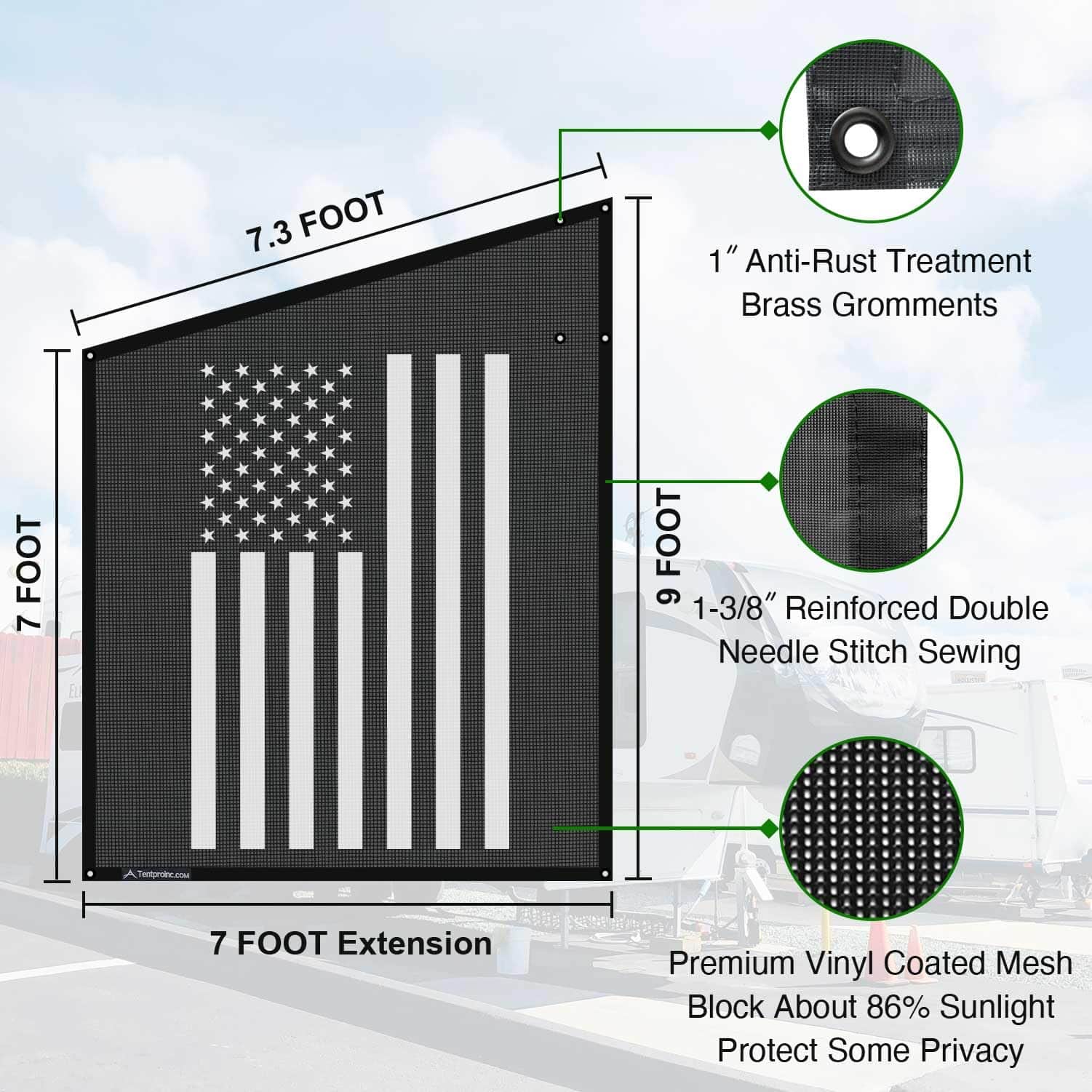 Toldo lateral para RV Tentproinc 9' X 7' - (Bandera - Imagen 4