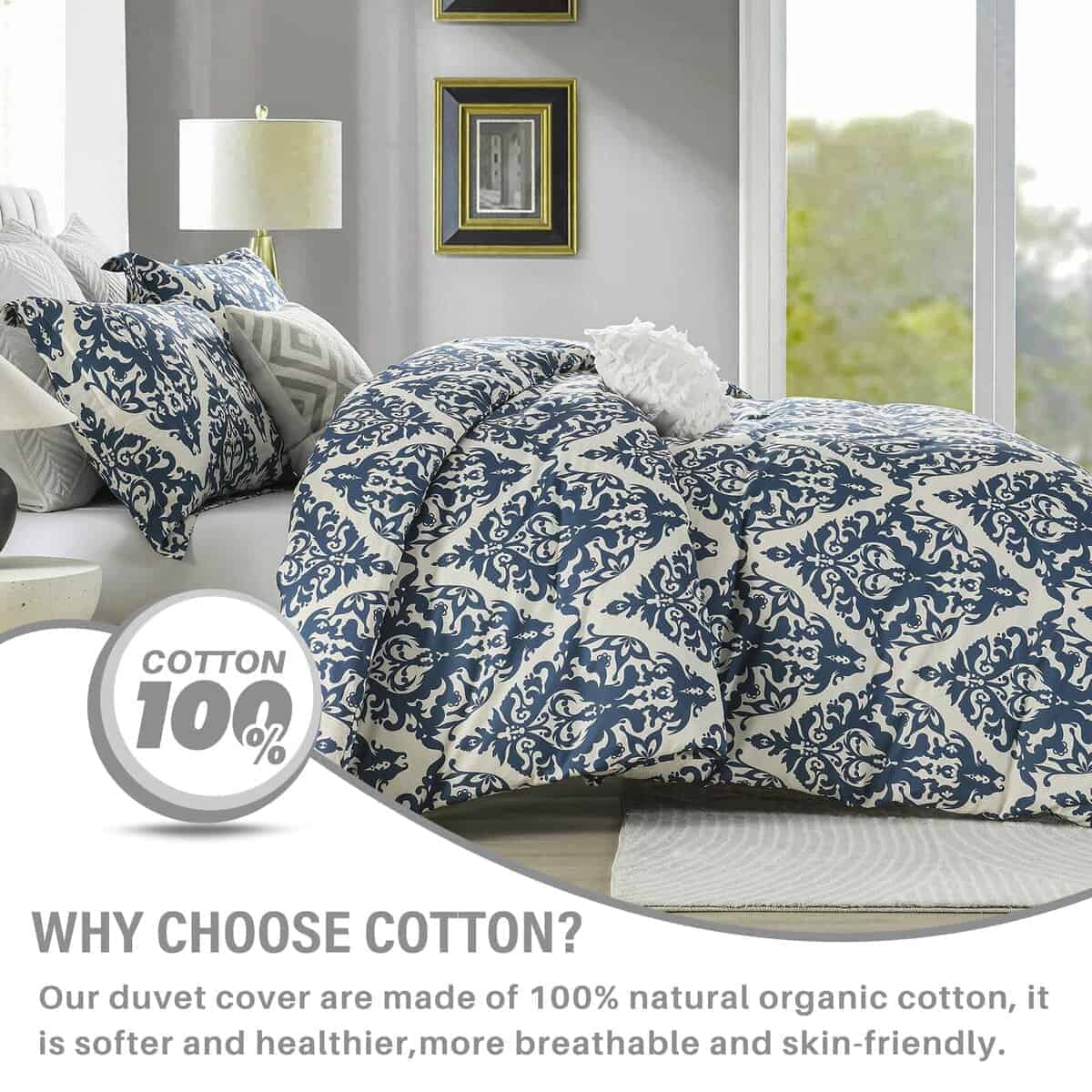 CozyQQ Juego de Funda Nórdica Queen Paisley - 100% Algodón - Imagen 3