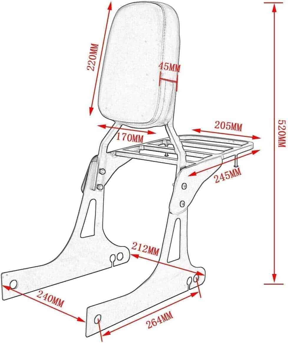 Respaldo trasero de motocicleta cromado compatible con - Imagen 7