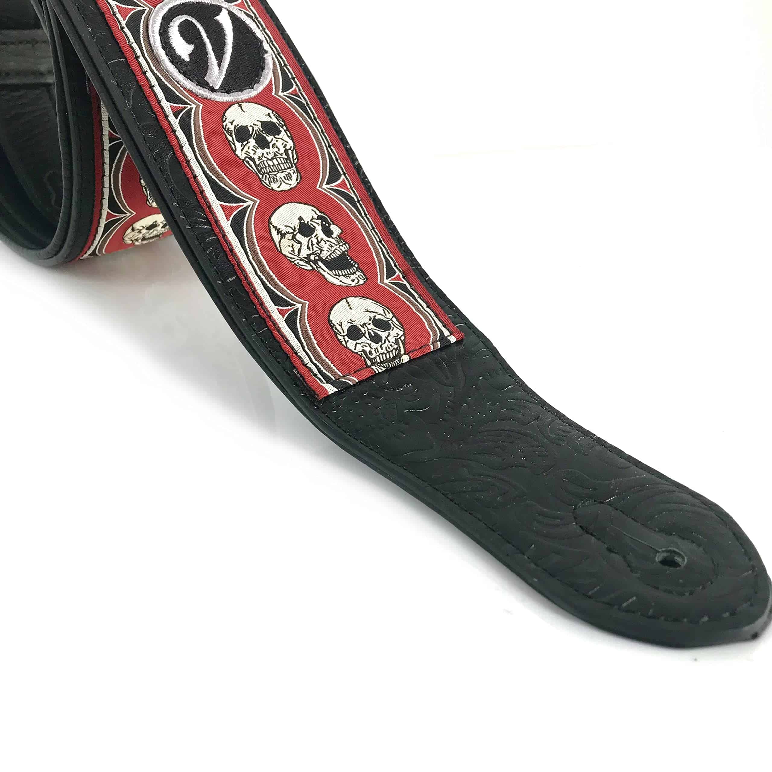 Correa de guitarra 1to1 Music Vtar - Rojo Calavera - Imagen 3