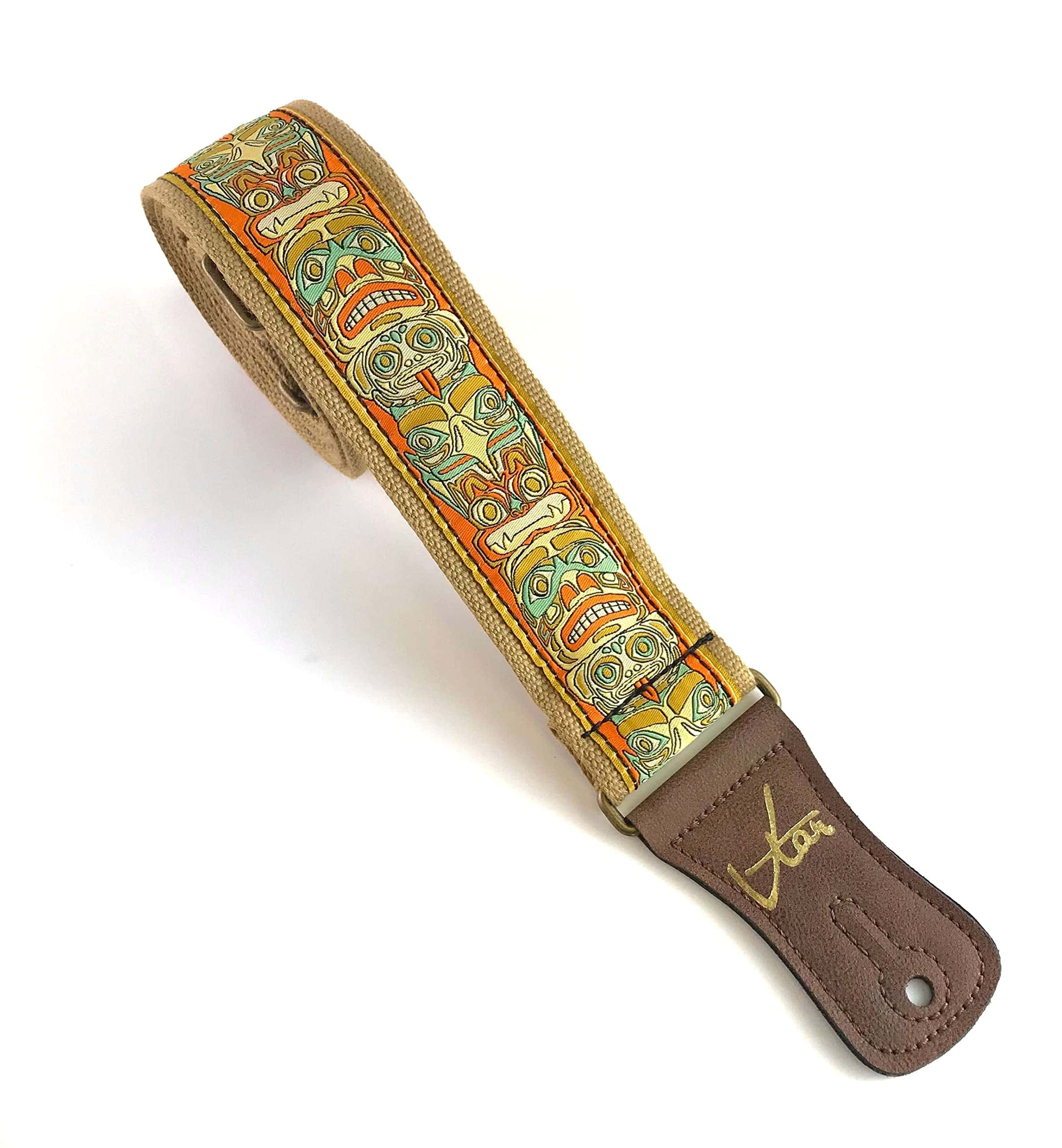 Correa de guitarra VTAR 1to1 - Correa de tótem beige hecha - Imagen 4