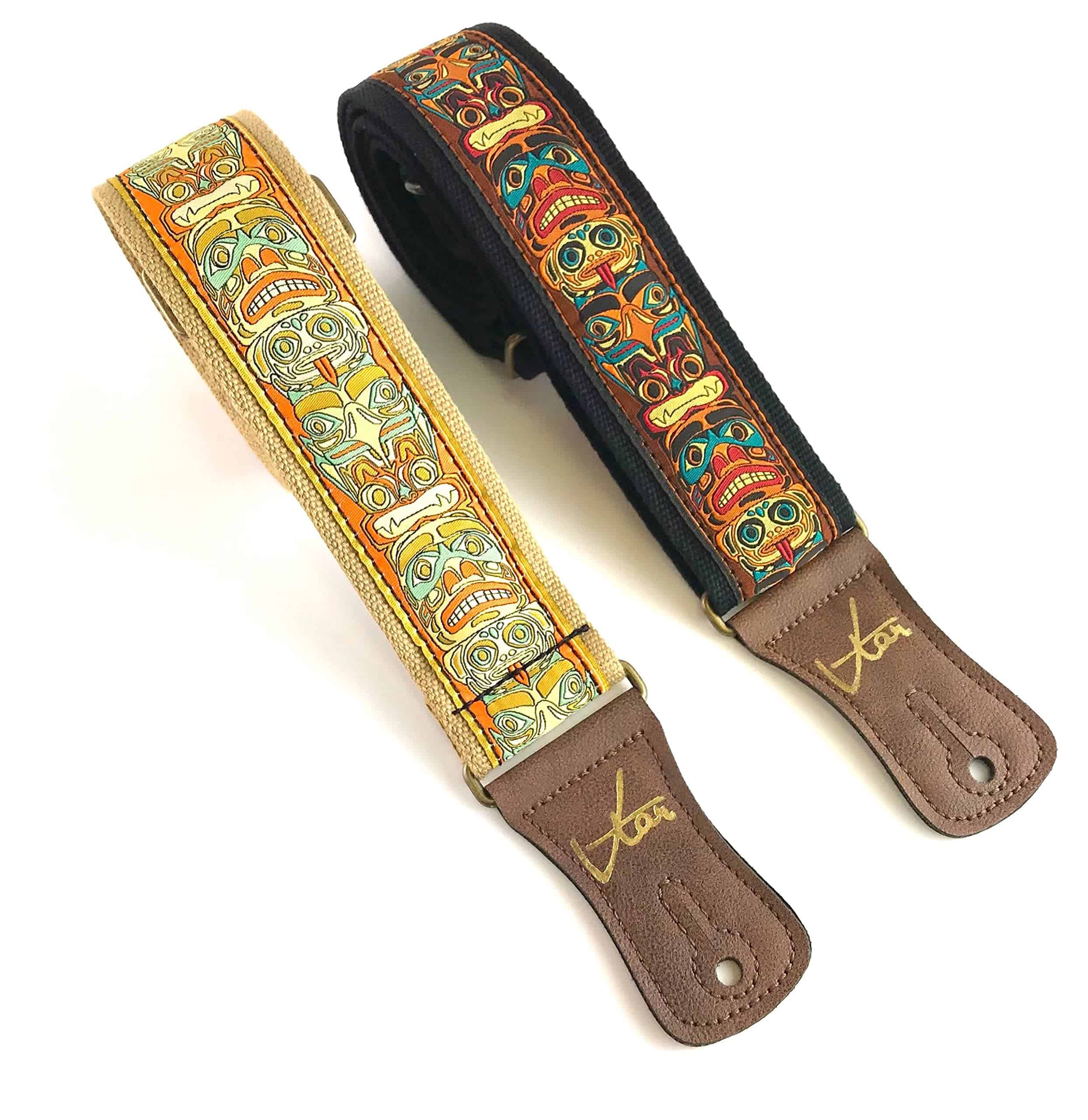 Correa de guitarra VTAR 1to1 - Correa de tótem beige hecha - Imagen 5