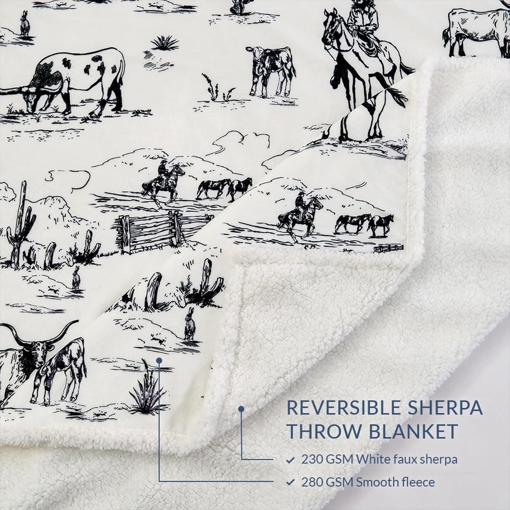 Manta Sherpa Indigo Hill by HiEnd Accents Ranch Life, - Imagen 4