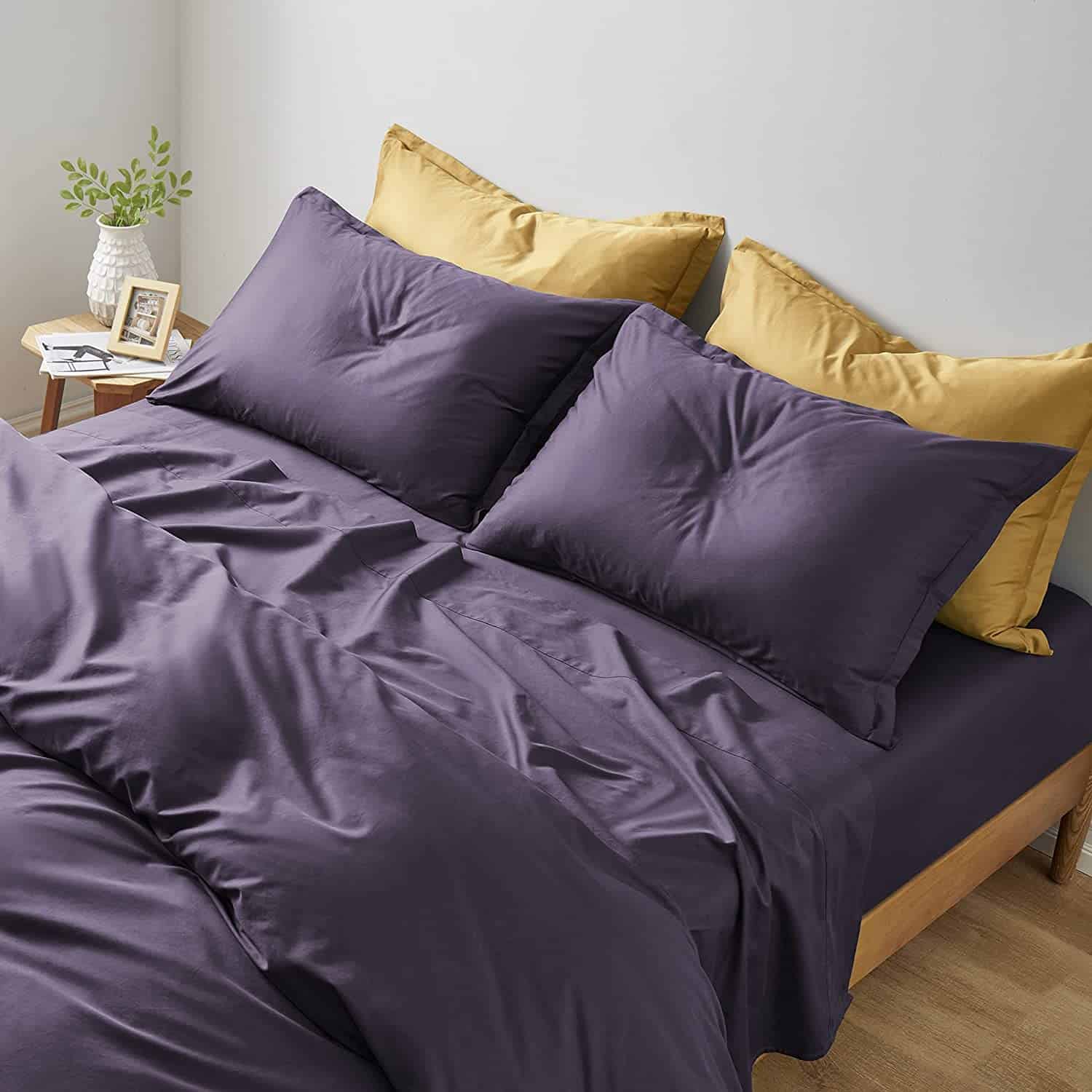 Juego de sábanas sólidas de lujo Eikei 400 hilos de algodón