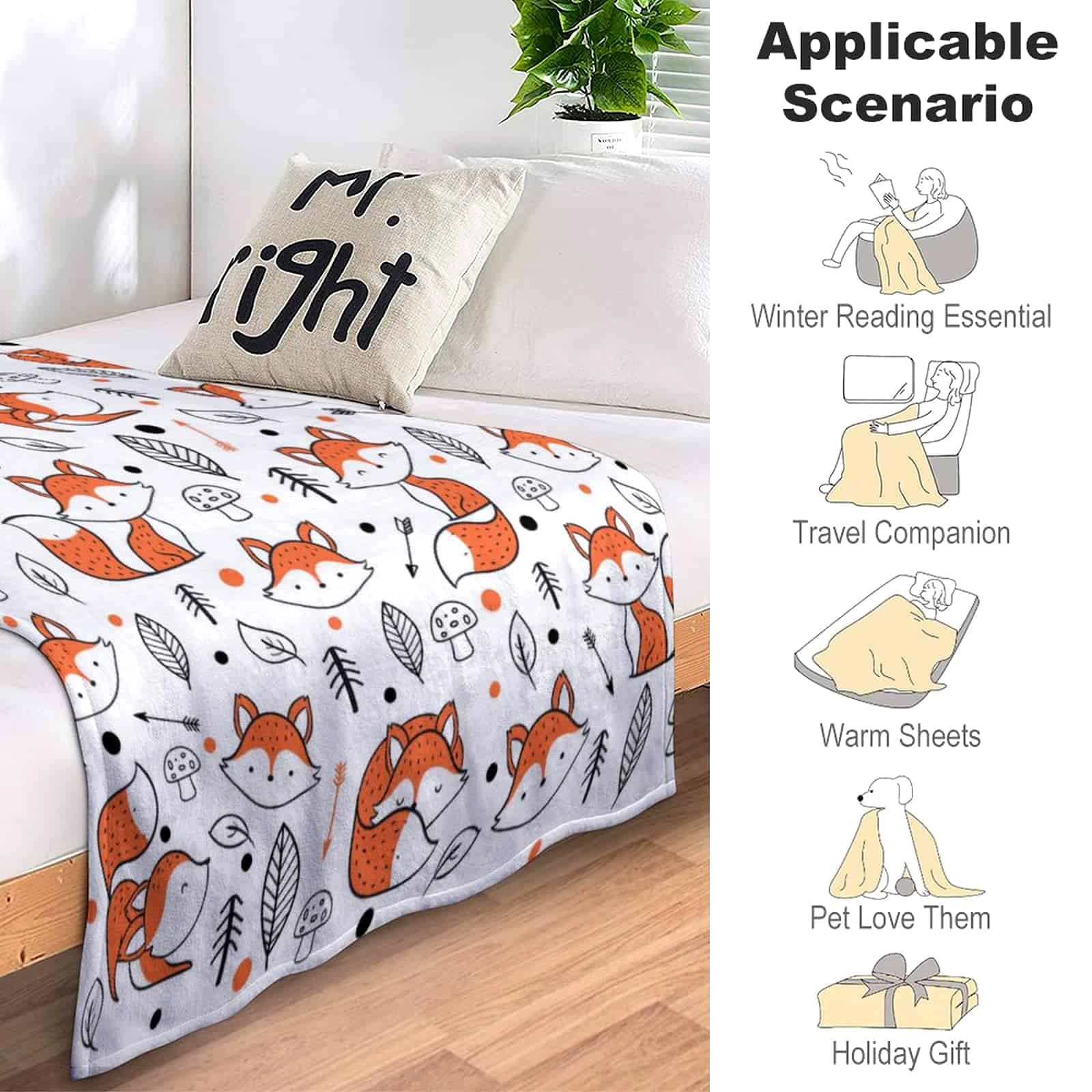 Manta de Zorro Lindo Súper Suave y Acogedora de Franela - Imagen 7