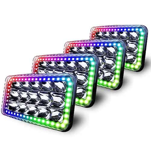 Conjunto de 4 Faros LED 4X6 con Función Halo RGB Hi/Lo