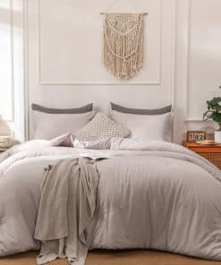 Juego de Edredón King Size Beige HAOWANER Hecho a Mano con