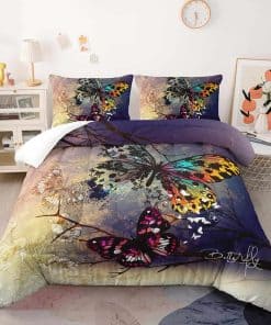 Juego de Edredón Suncloris Modern Brown Cyan Buttfly,