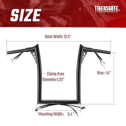 TIGERSGATE PRE-WIRED 14" Rise Diablo Ape Hangers 1 1/4" Fat - Imagen 7