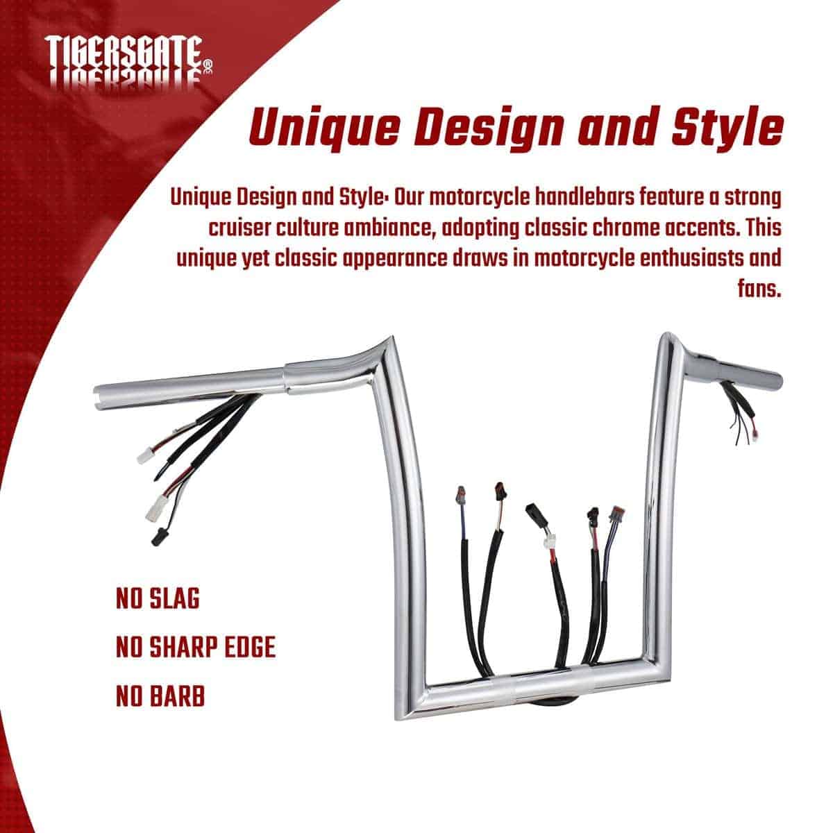 TIGERSGATE PRE-CABLEADO 12" Ape Hangers de 1 1/4" Fat - Imagen 5