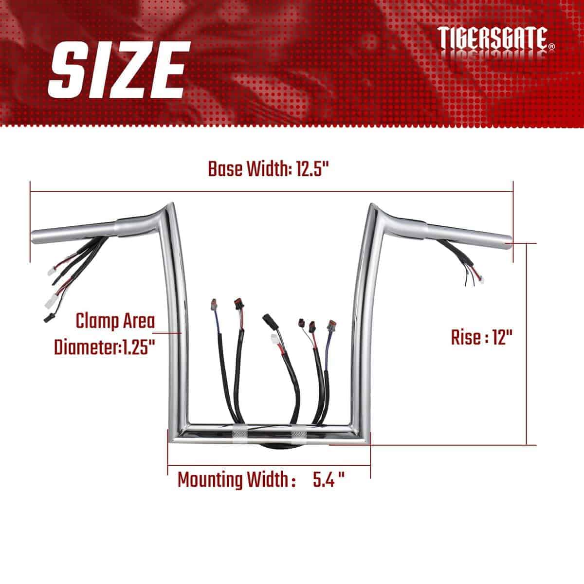 TIGERSGATE PRE-CABLEADO 12" Ape Hangers de 1 1/4" Fat - Imagen 7