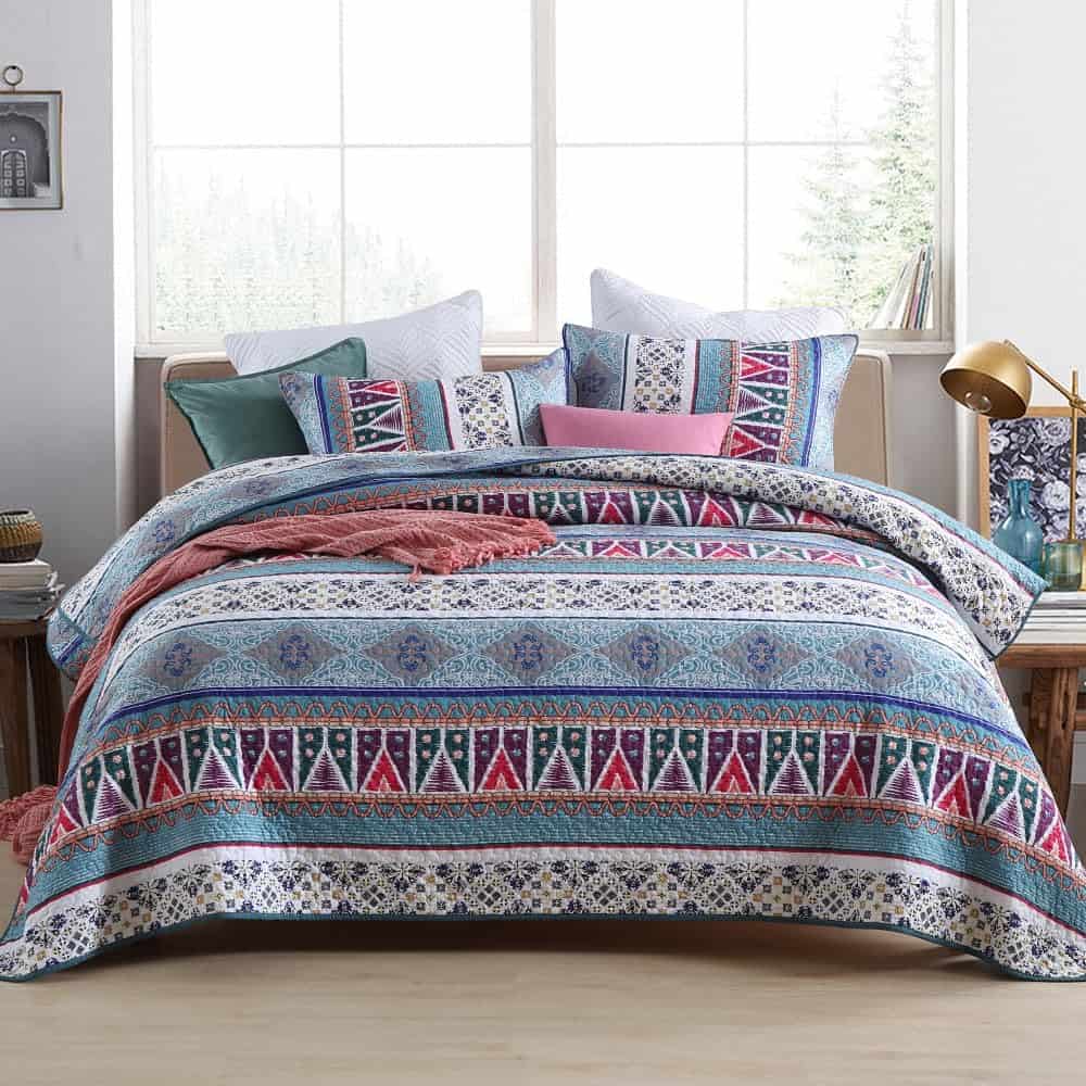 Juego de Colcha Edredón Reversible de Algodón ENASAL,