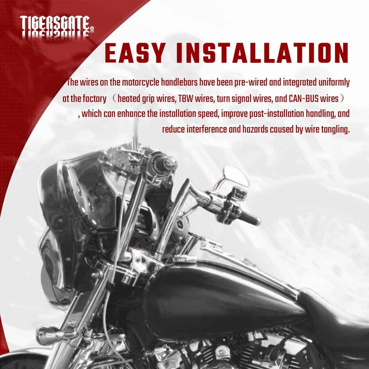 Manillar TIGERSGATE PRE-WIRED 12" Rise Diablo Ape Hangers 1 - Imagen 5