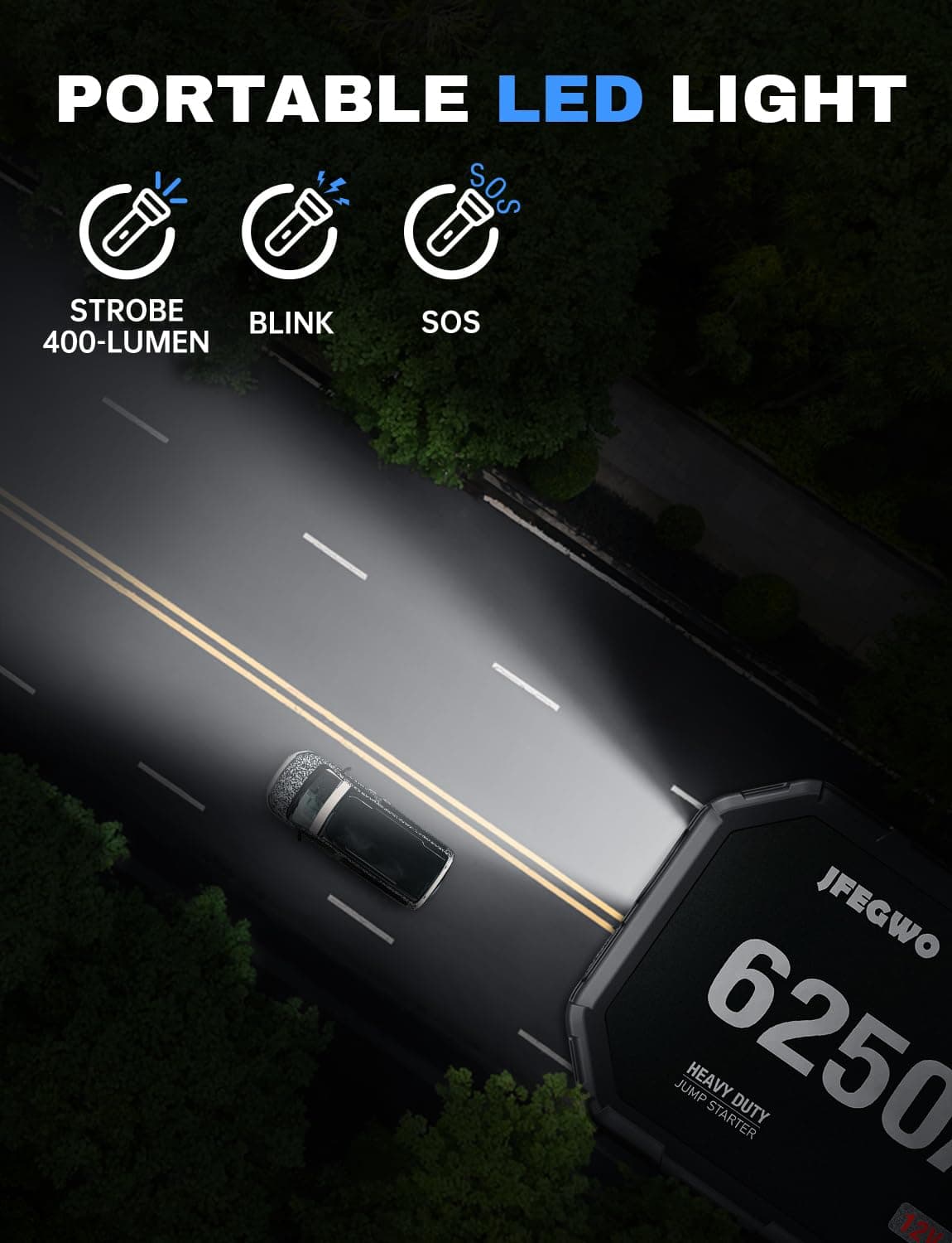 JFEGWO 6250A Jump Starter Battery Pack (para 13.0+L de - Imagen 9