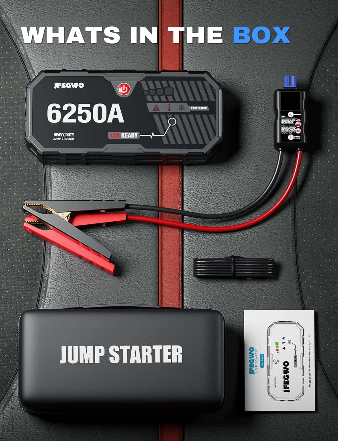 JFEGWO 6250A Jump Starter Battery Pack (para 13.0+L de - Imagen 10