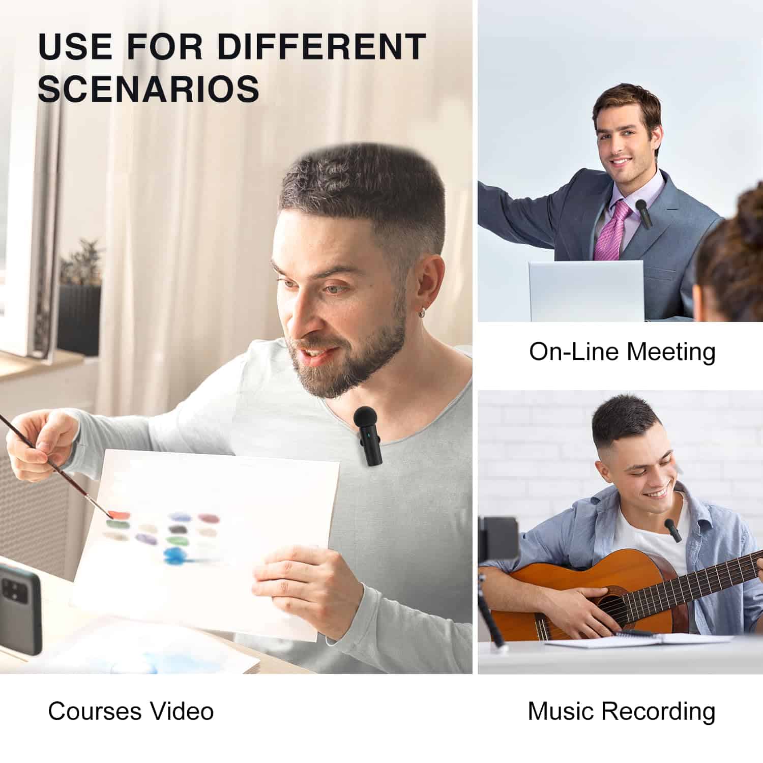 Sistema inalámbrico de Lavalier FIFINE con 2 micrófonos, - Imagen 8