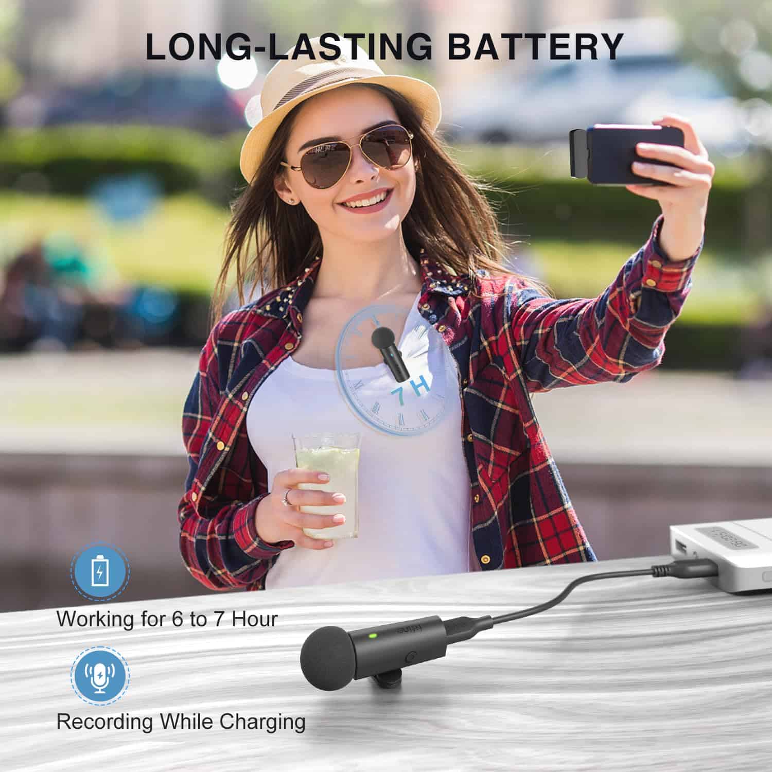 Sistema inalámbrico de Lavalier FIFINE con 2 micrófonos, - Imagen 7