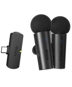 Sistema inalámbrico de Lavalier FIFINE con 2 micrófonos,