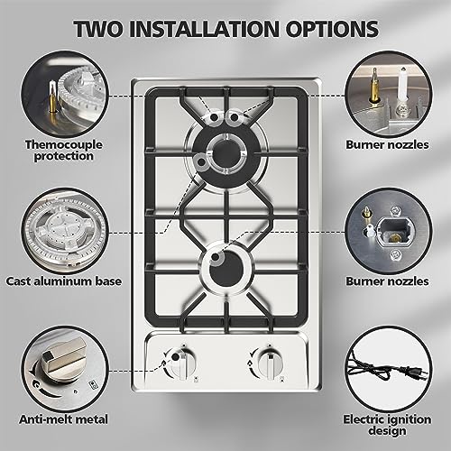 Estufa de Gas 2 Quemadores, Cocina de Propano de 12 - Imagen 4