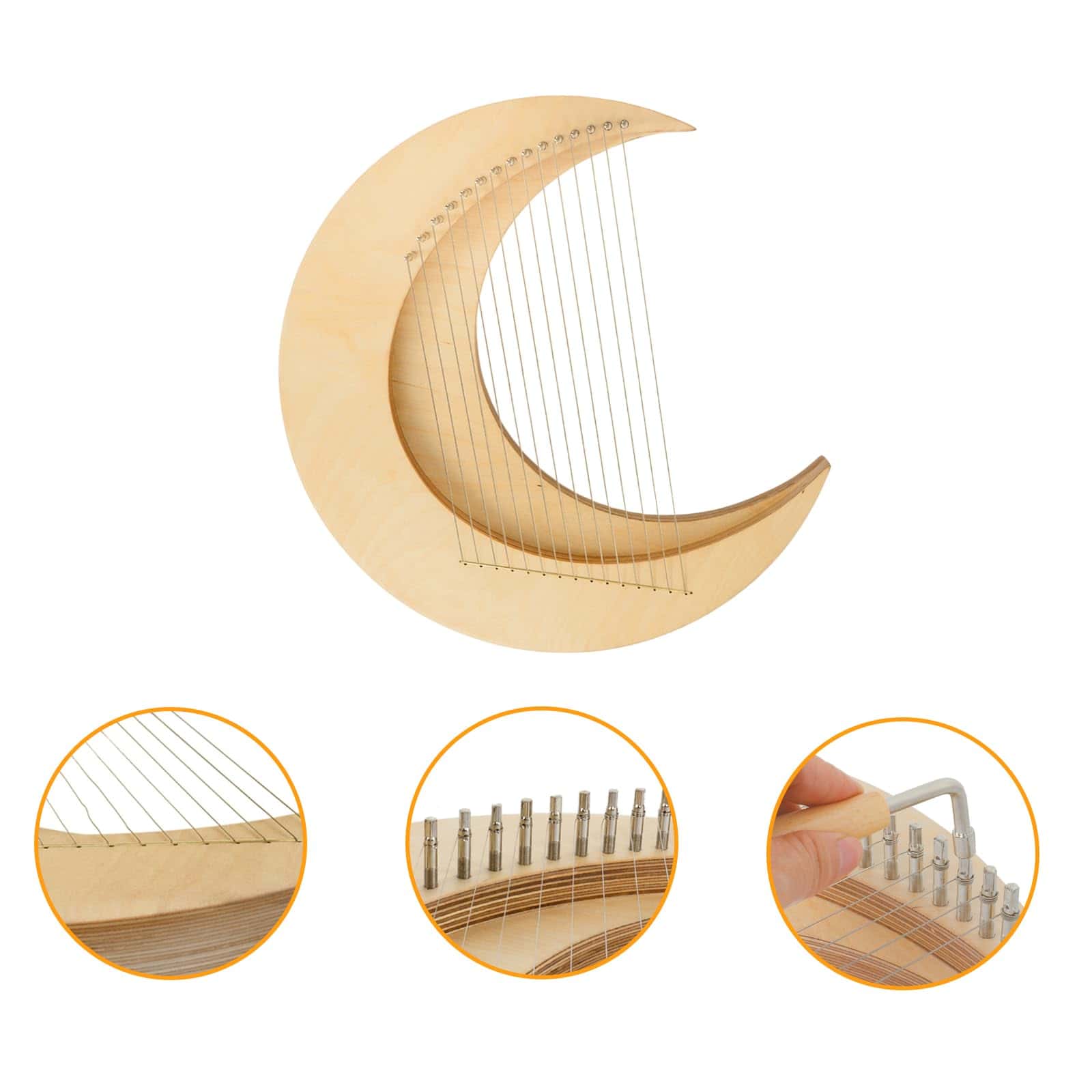 Lira de Arpa ExGizmo, 15 Cuerdas de Metal, Diseño de Luna - Imagen 6