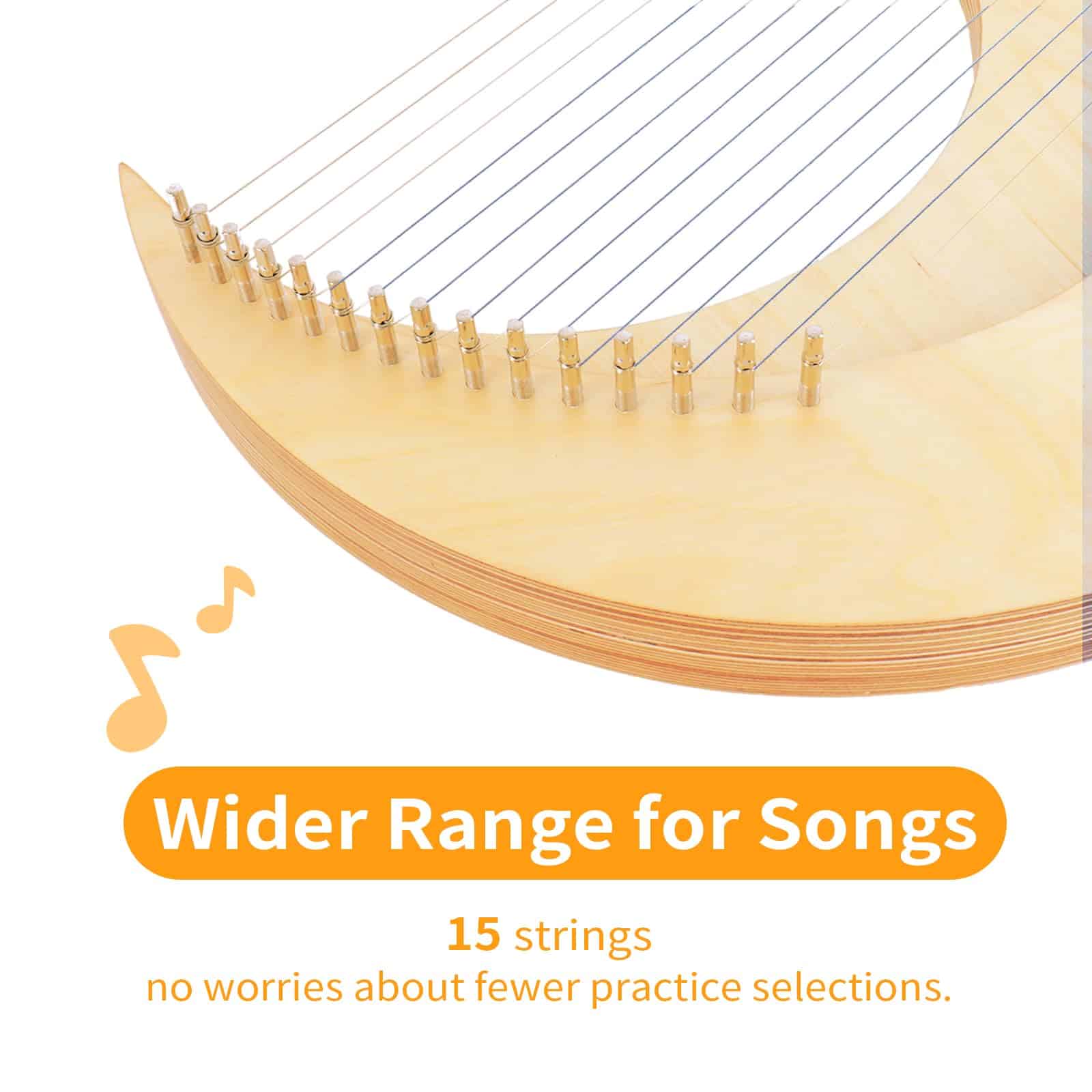 Lira de Arpa ExGizmo, 15 Cuerdas de Metal, Diseño de Luna - Imagen 3