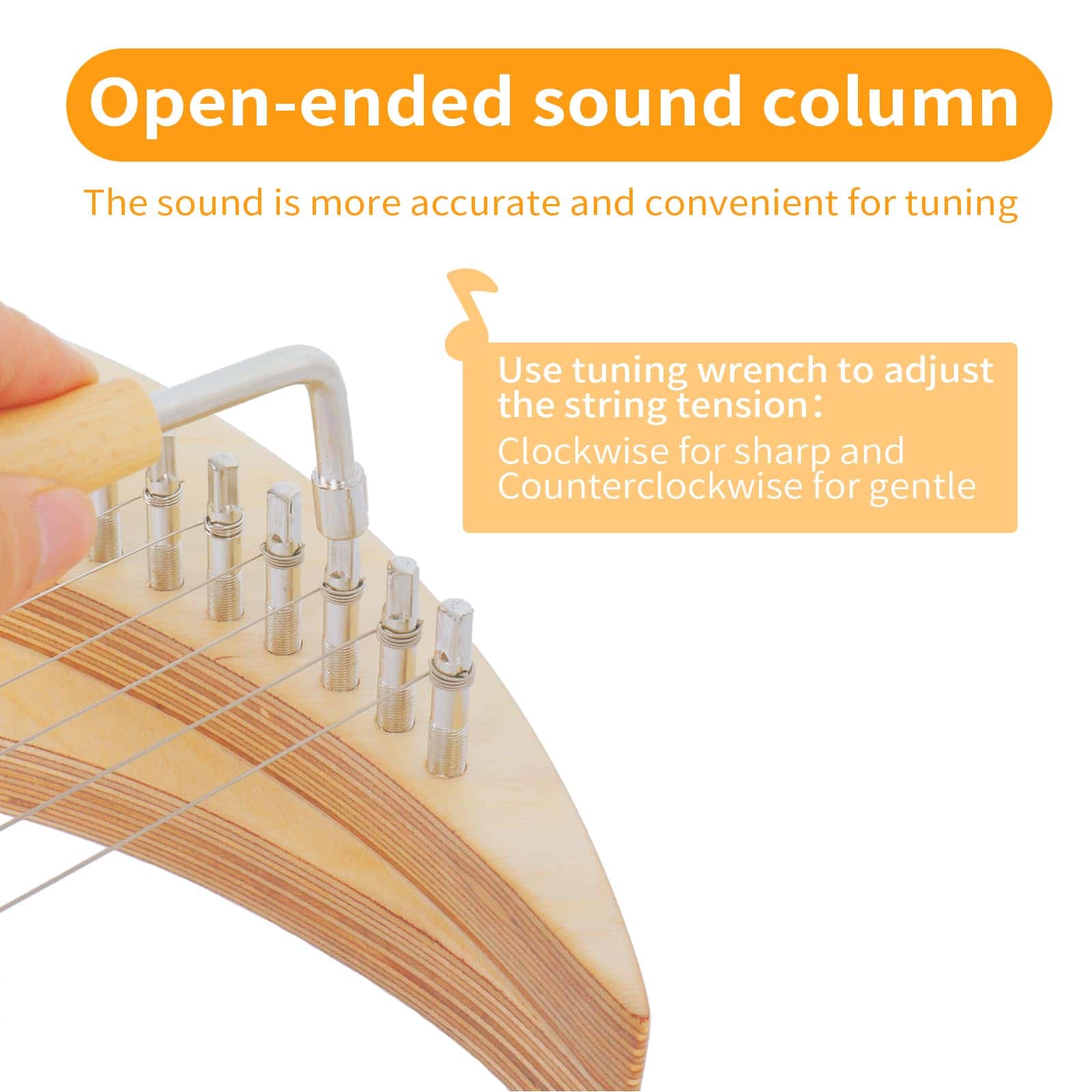 Lira de Arpa ExGizmo, 15 Cuerdas de Metal, Diseño de Luna - Imagen 4