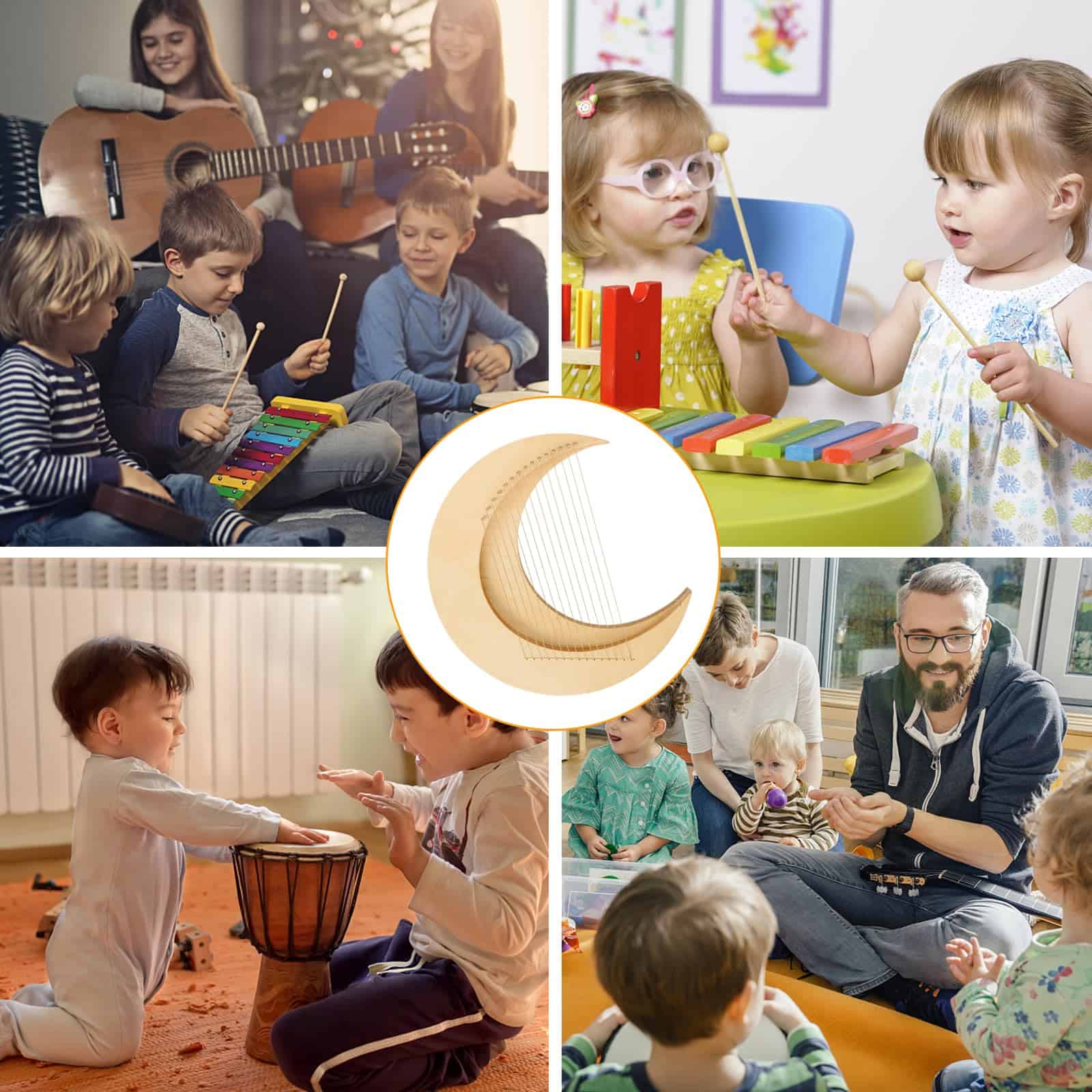 Lira de Arpa ExGizmo, 15 Cuerdas de Metal, Diseño de Luna - Imagen 8