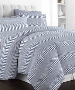 Set de Funda de Edredón King Pizuna Pure -Azul marino a raya