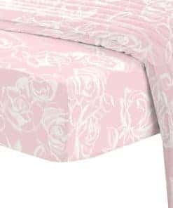 Sábana Ajustable Pizuna Pure 100% Algodón -Rosa Estampado Fl