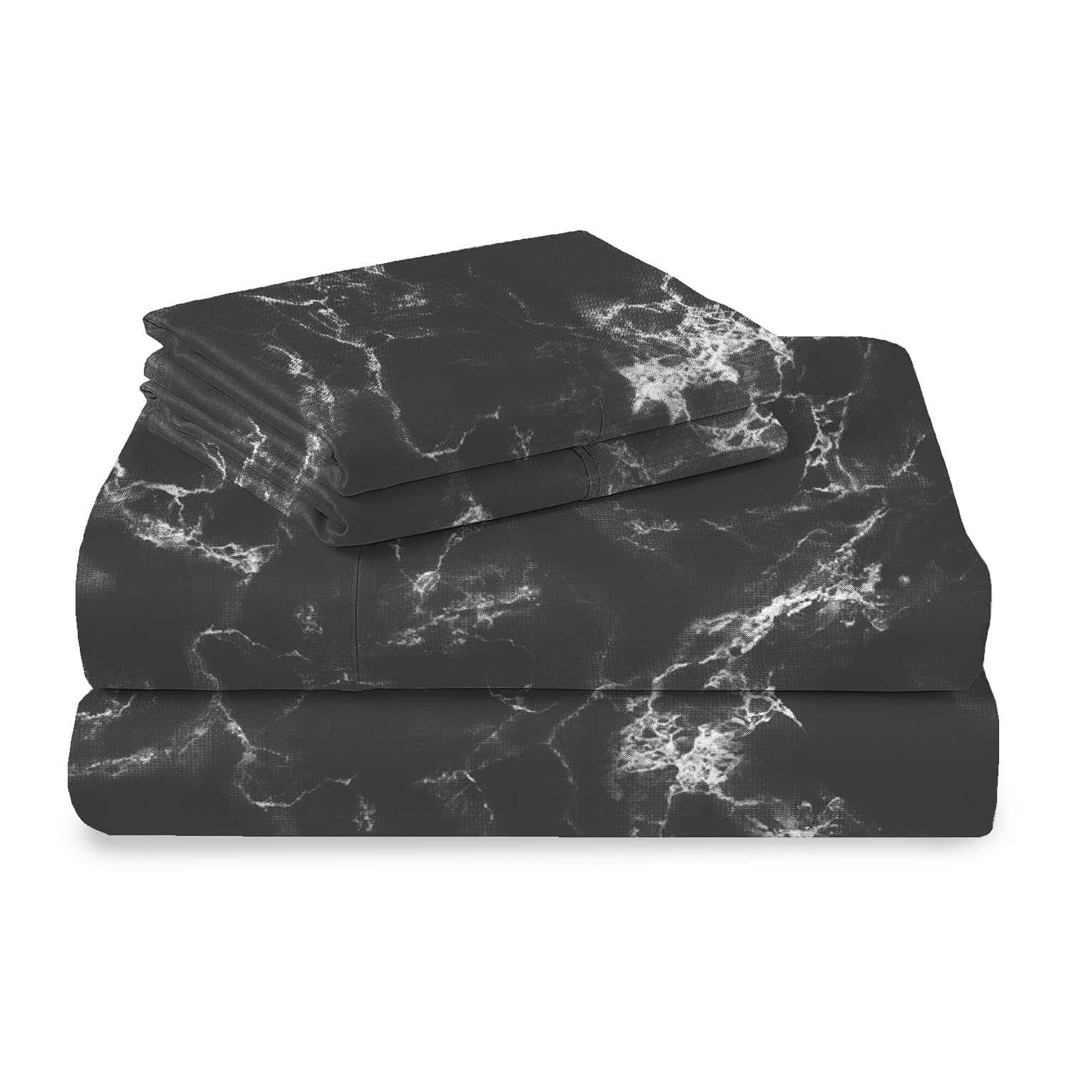 Juego de sábanas de algodón puro Pizuna Full -Negro mármol