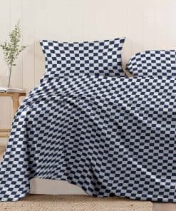 Sábana Plana Pura de Algodón 100% Pizuna Full Navy Smart