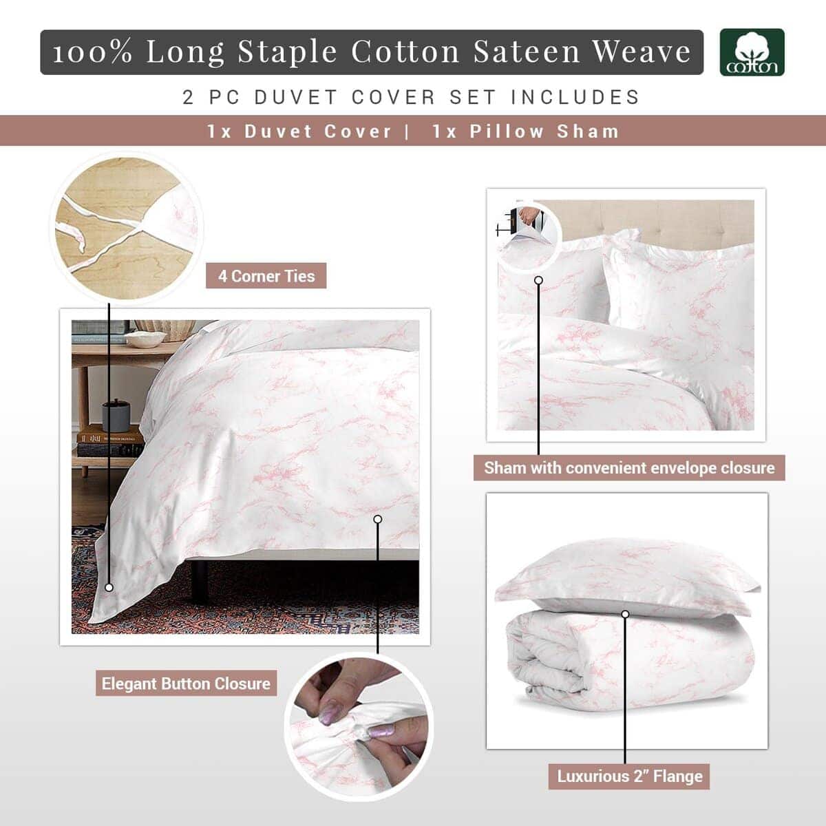 Set de Funda nórdica Twin Pizuna Pure 100% -Rosa Mármol Carr - Imagen 4