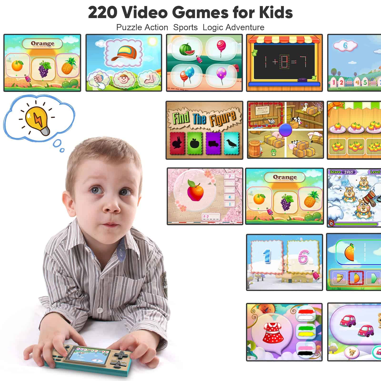 Juegos de Mano para Niños con 200 Videojuegos para Niños, - Imagen 6