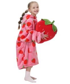 Manta con capucha Aemicion de fresa para niñas, manta