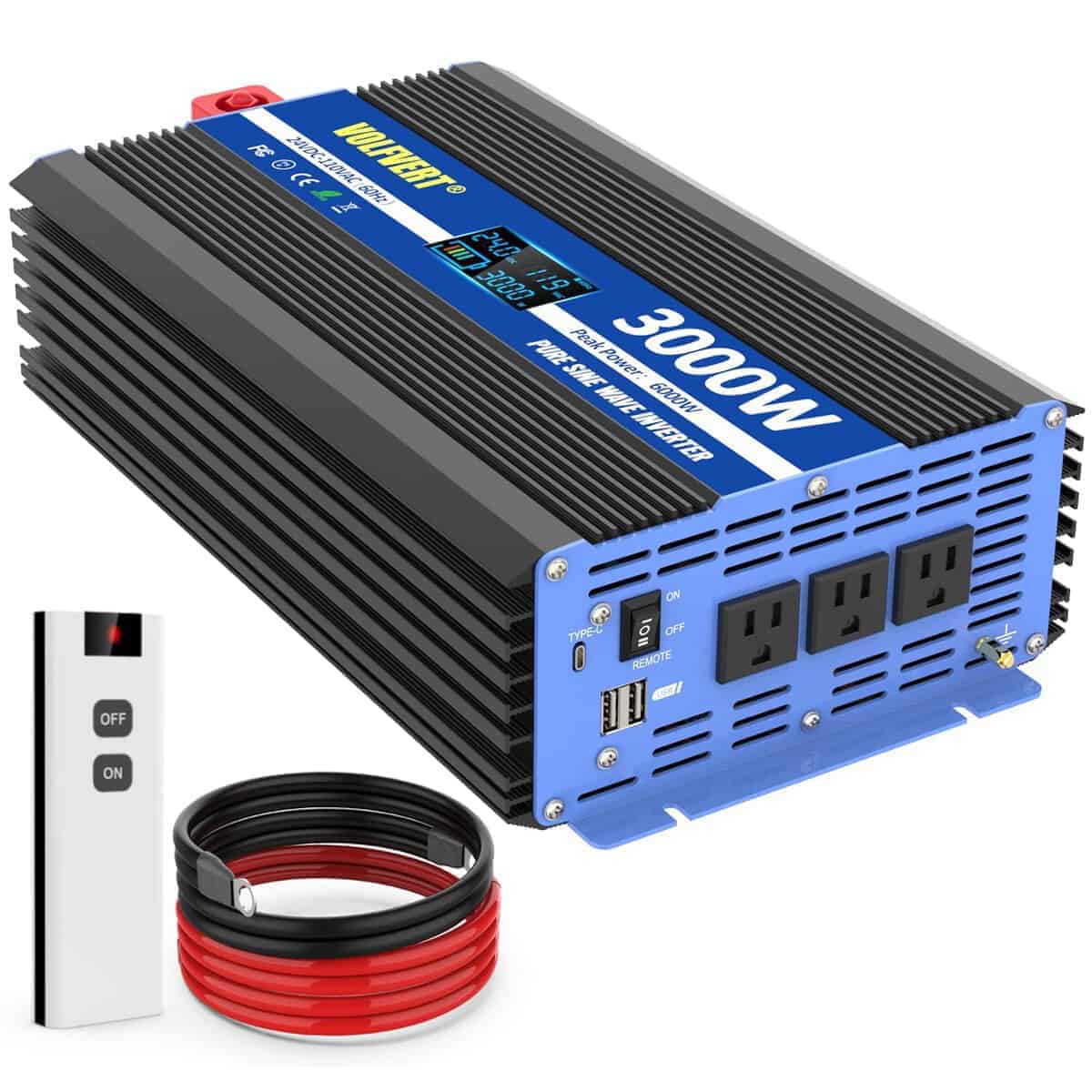 Inversor de Corriente de 24V 3000 Vatios Onda Senoidal