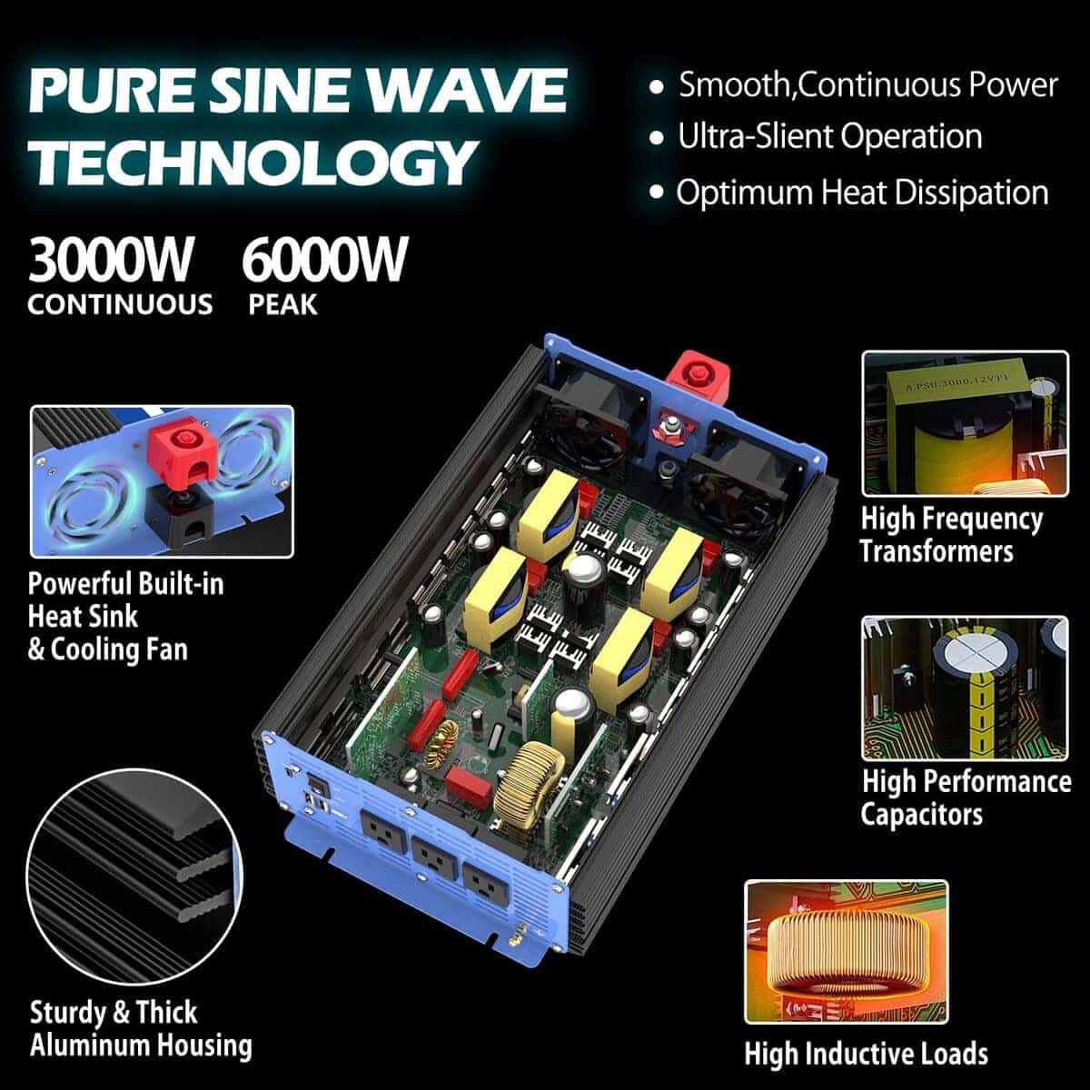 Inversor de Corriente de 24V 3000 Vatios Onda Senoidal - Imagen 4