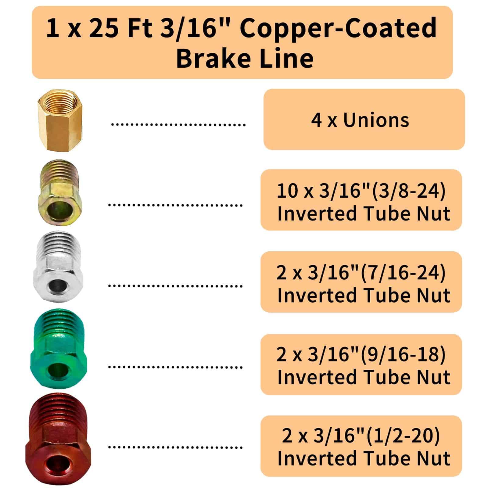 Kit de Línea de Freno Recubierto de Cobre MuRealy de 25 - Imagen 6