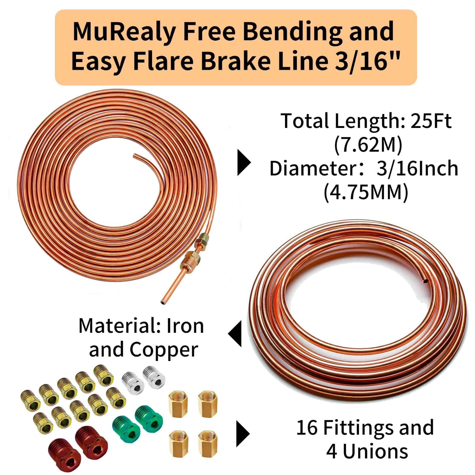 Kit de Línea de Freno Recubierto de Cobre MuRealy de 25 - Imagen 4