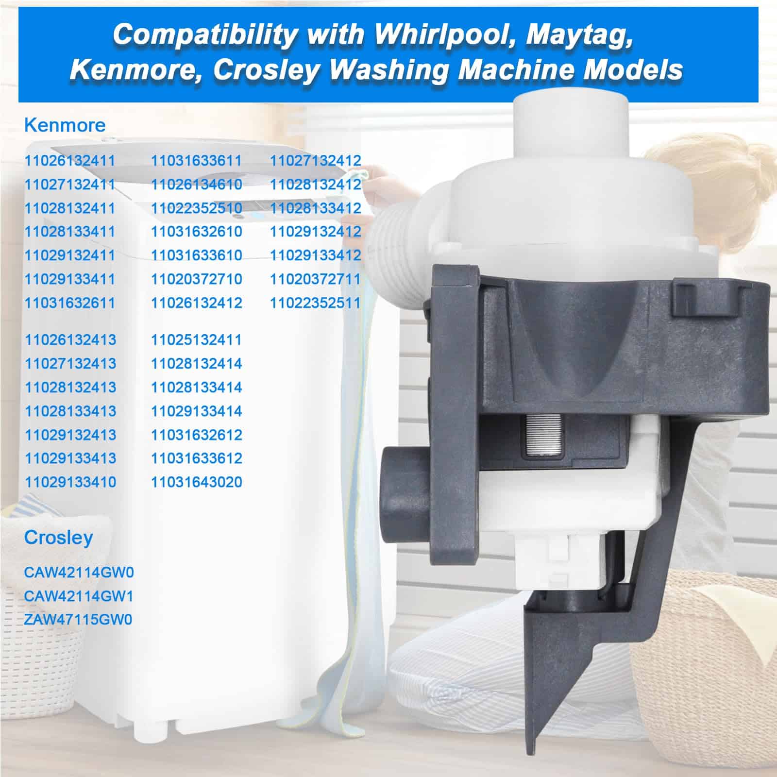 Repuesto de Bomba de Desagüe para Lavadora W10876600 - Imagen 6