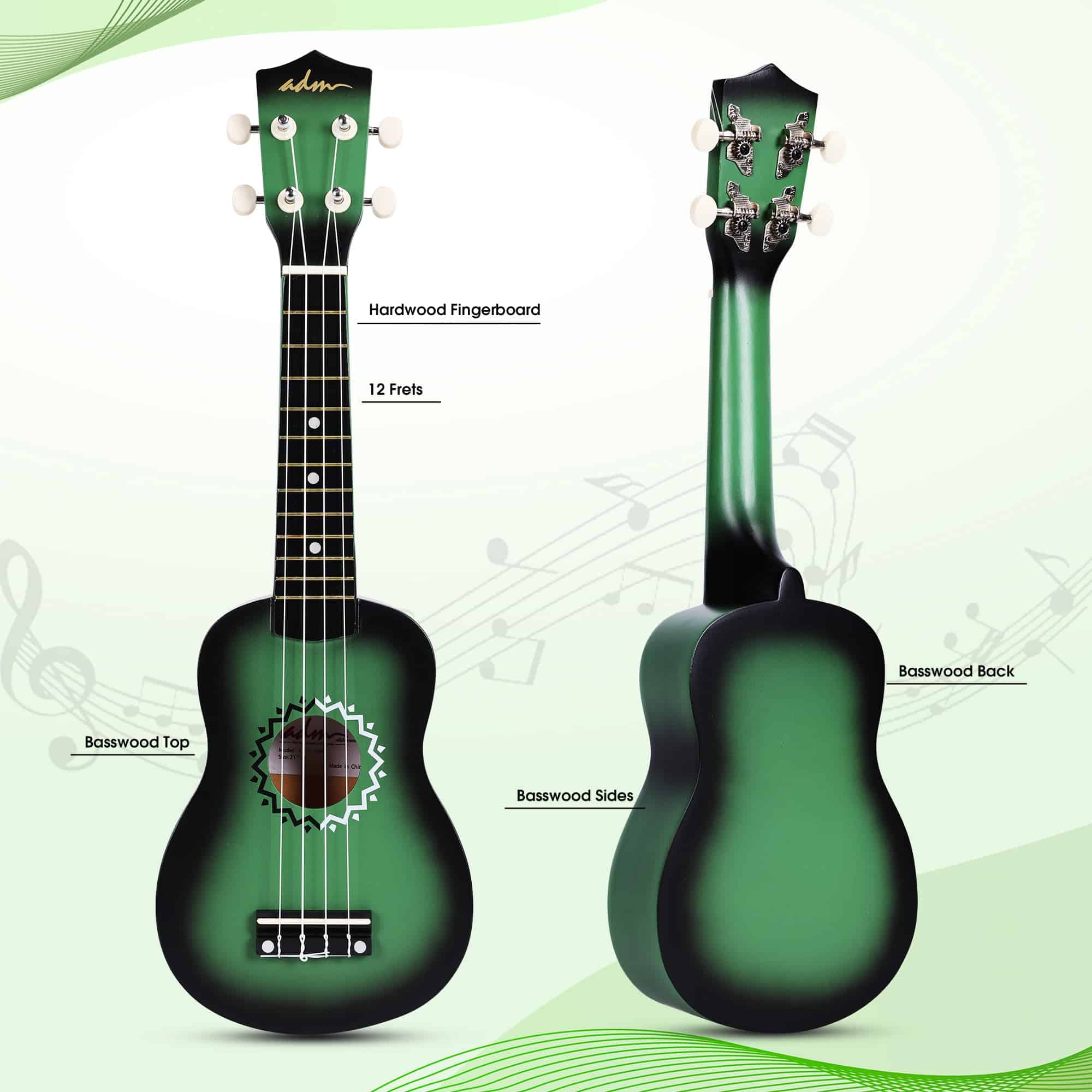 ADM Ukulele Soprano para Principiantes 21 Pulgadas Hawaiian - Imagen 4
