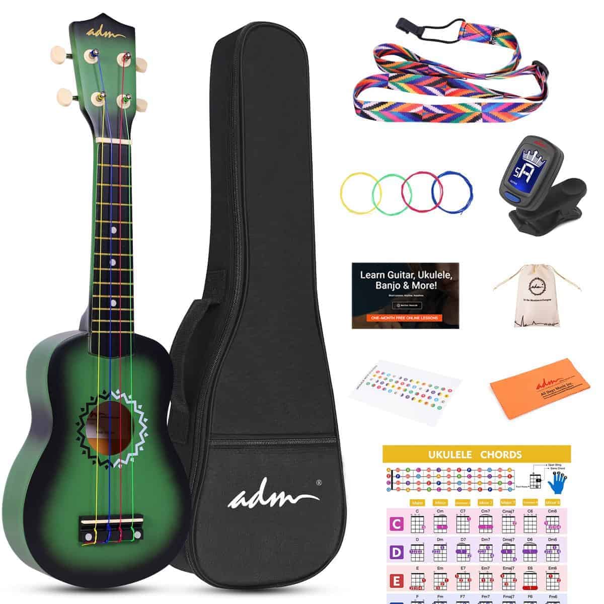 ADM Ukulele Soprano para Principiantes 21 Pulgadas Hawaiian