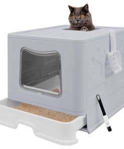 Caja de arena para gatos plegable con tapa, Jumbo cerrada