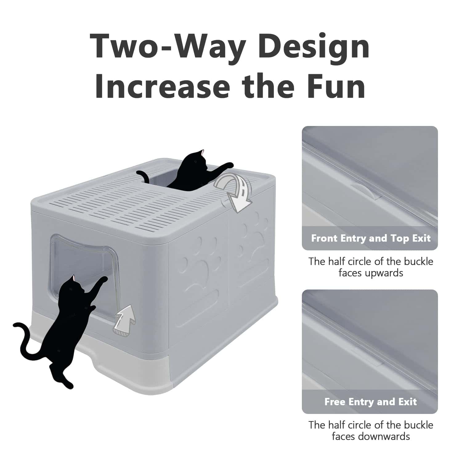 Caja de arena para gatos plegable con tapa, Jumbo cerrada - Imagen 4