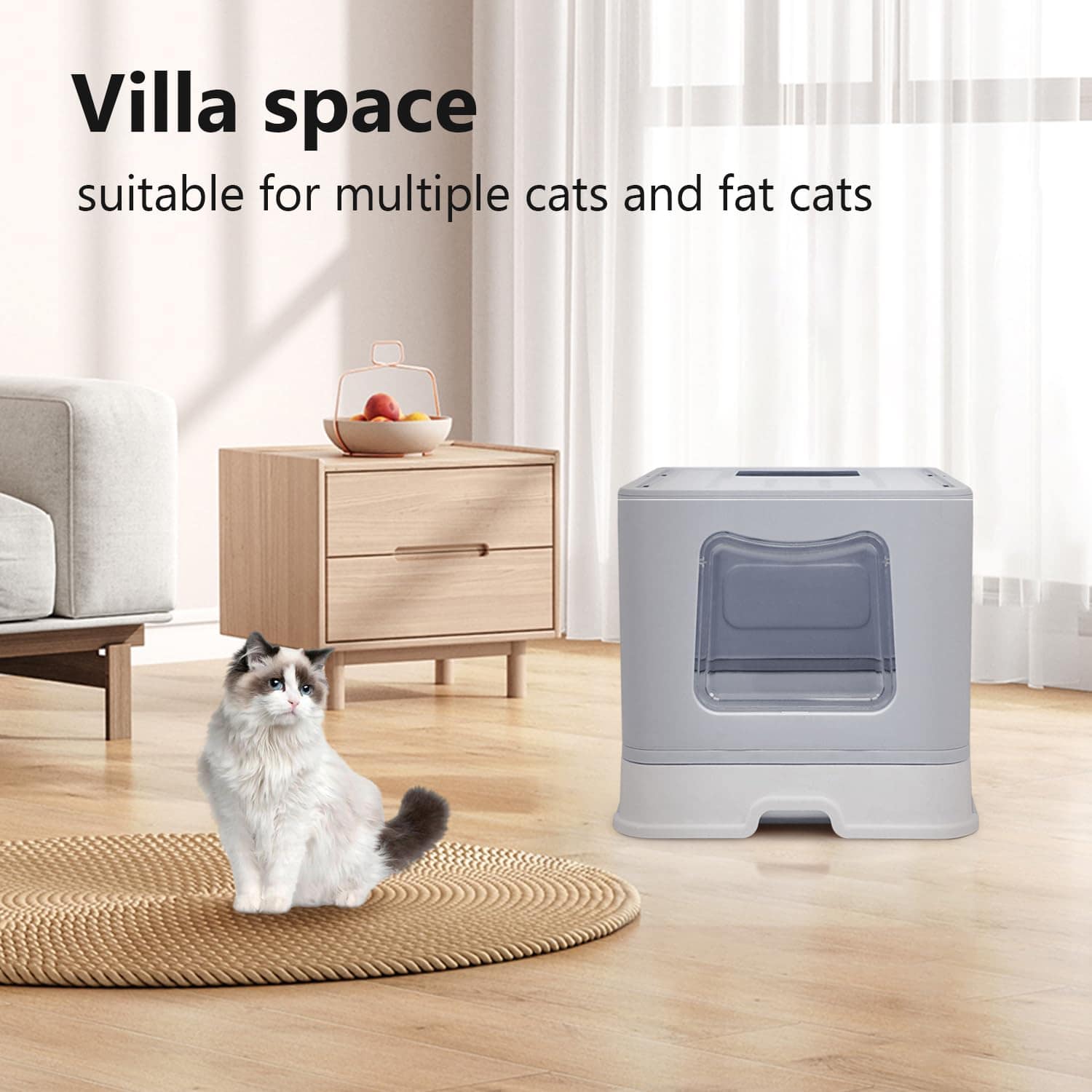 Caja de arena para gatos plegable con tapa, Jumbo cerrada - Imagen 8