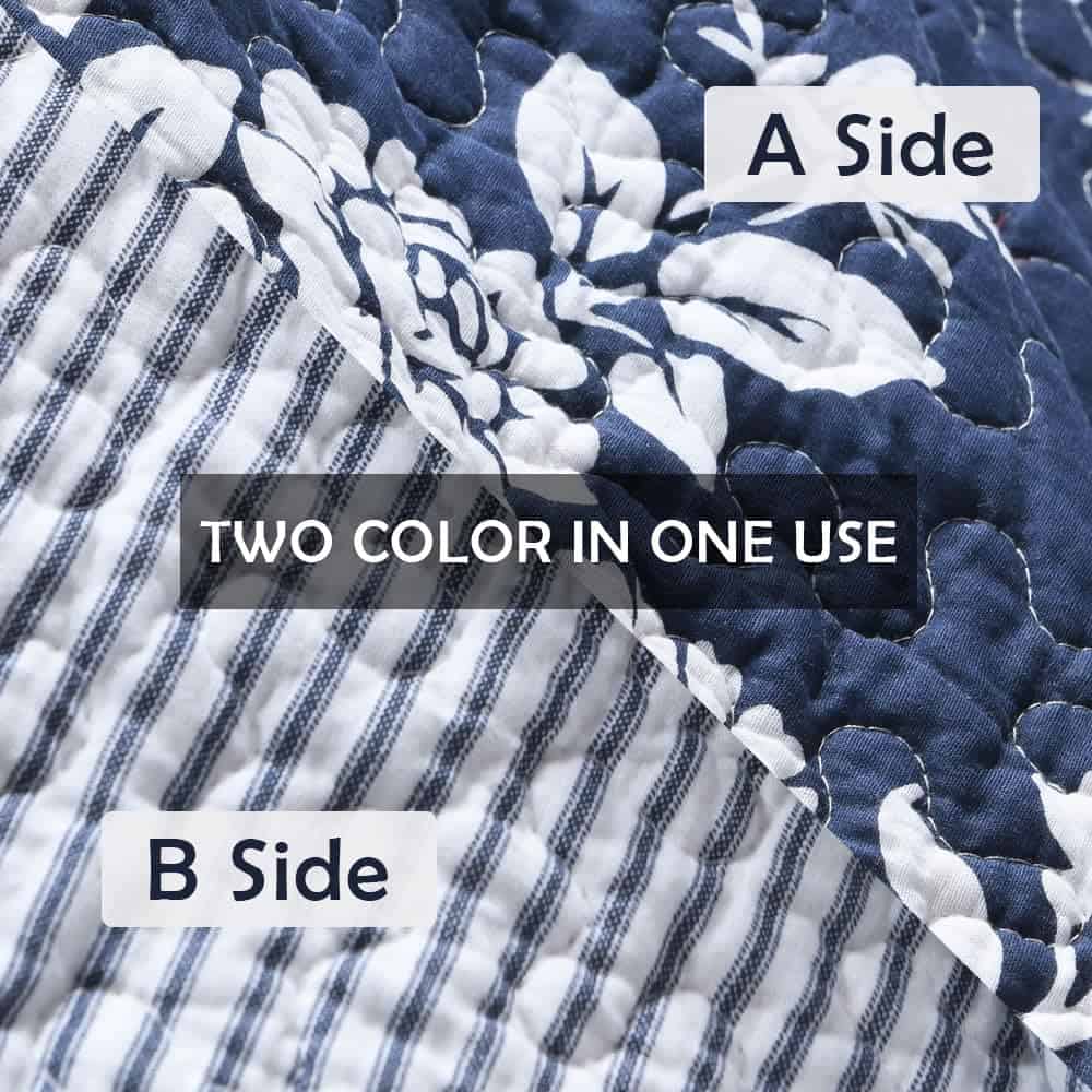 Juego de edredón Queen Size 100% algodón Navy Blue - Juego - Imagen 6