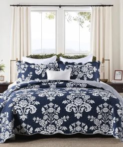 Juego de edredón Queen Size 100% algodón Navy Blue - Juego