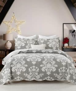 Juego de Edredón King Size 100% Algodón Gris Cinefoso Juego