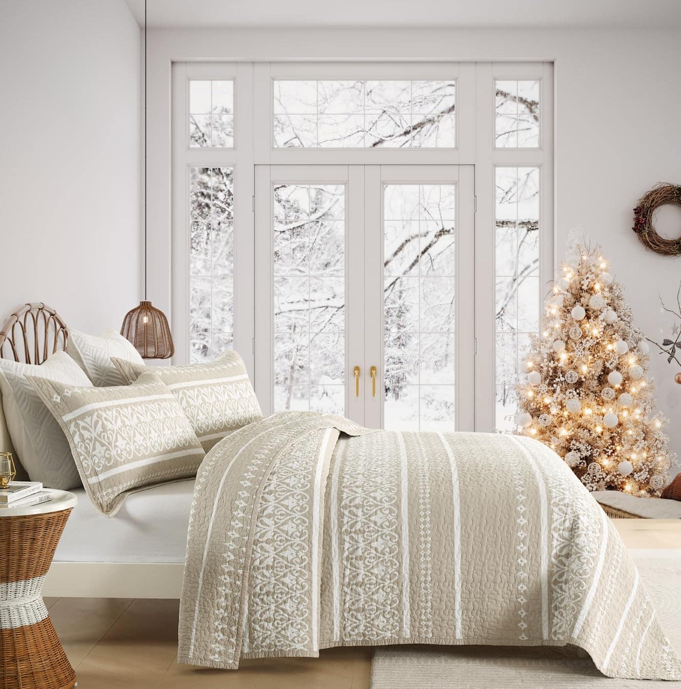 Juego de Edredón Boho King, Edredón 100% Algodón Tamaño